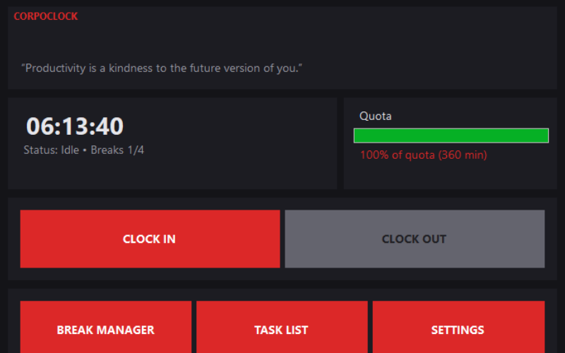 Time manager app UI